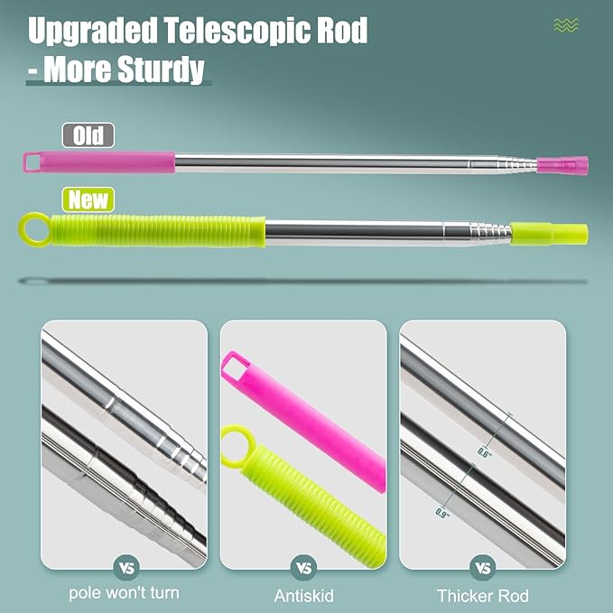 Microfiber Feather Duster with Extension Pole, Bendable Reusable Washable Dusters for Cleaning High Ceiling Fan, Cobweb, Blinds, Keyboard, Furniture & Cars, Duster Kit with Storage Bag (11 PCS)