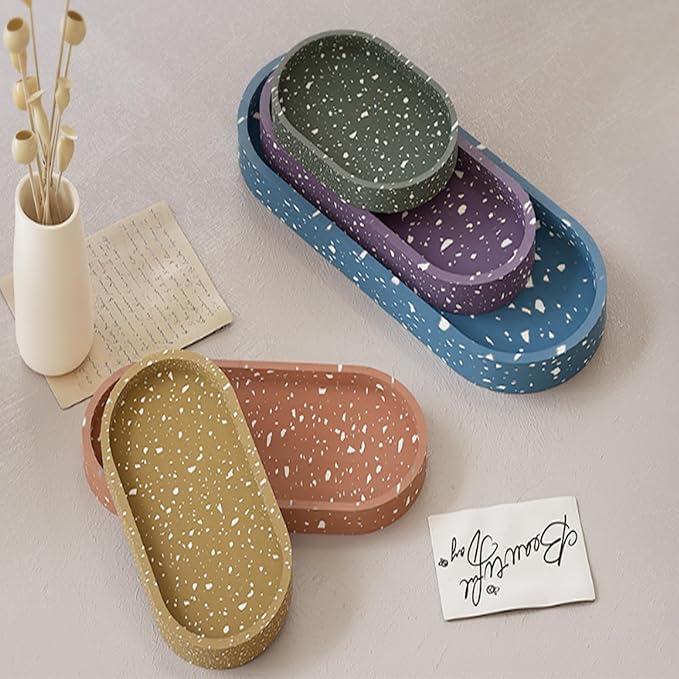 3Pcs Silicone Molds for Resin Casting Tray Molds Oval Resin Molds Silicone Pallet Round Molds