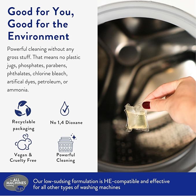 The Clean People Laundry Detergent Pods - Hypoallergenic Laundry Pods - Ultra Concentrated, Recyclable Packaging, Stain Fighting - Spring Scent, 96 Pack