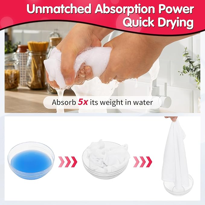 FIXSMITH White Microfiber Cleaning Cloth -Pack of 8, Highly Absorbent Cleaning Rags, 16"X12" All Purpose Cleaning Towels for Housekeeping, Kitchen, Car, Lint Free and Reusable Microfiber Towels