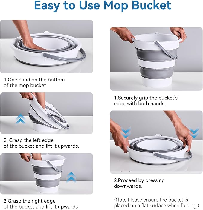 5L/1.3 Gal Small Collapsible Bucket with Handle - Portable Silicone Mop Bucket for Cleaning, Camping, Car Washing - Space-Saving for Outdoor, Fishing, Household – Pair of Silicone Gloves for Free