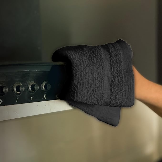 ZUPERIA 100% Cotton Terry Towels Cleaning Cloths, Pack of 50 (12" x 12") Multipurpose, Highly Absorbent, Reusable Cotton Rags, Bar Towels & Cleaning Rags for Everyday Usage (Grey)