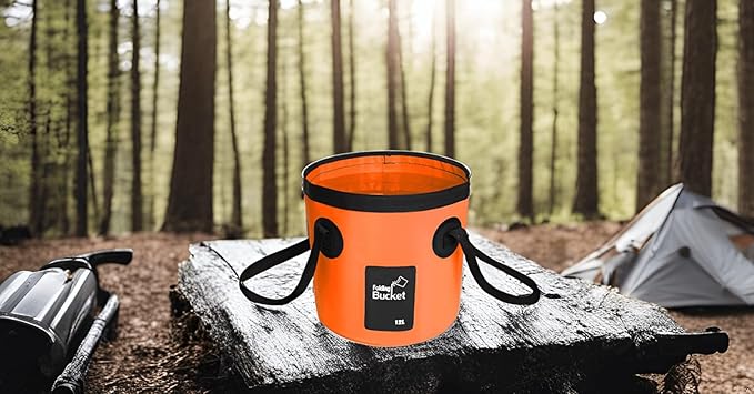 BANCHELLE Collapsible Bucket Water Container Portable Folding Camp Wash Basin for Outdoor Traveling Hiking Fishing Car Washing Gardening Camping (Orange, 12L)