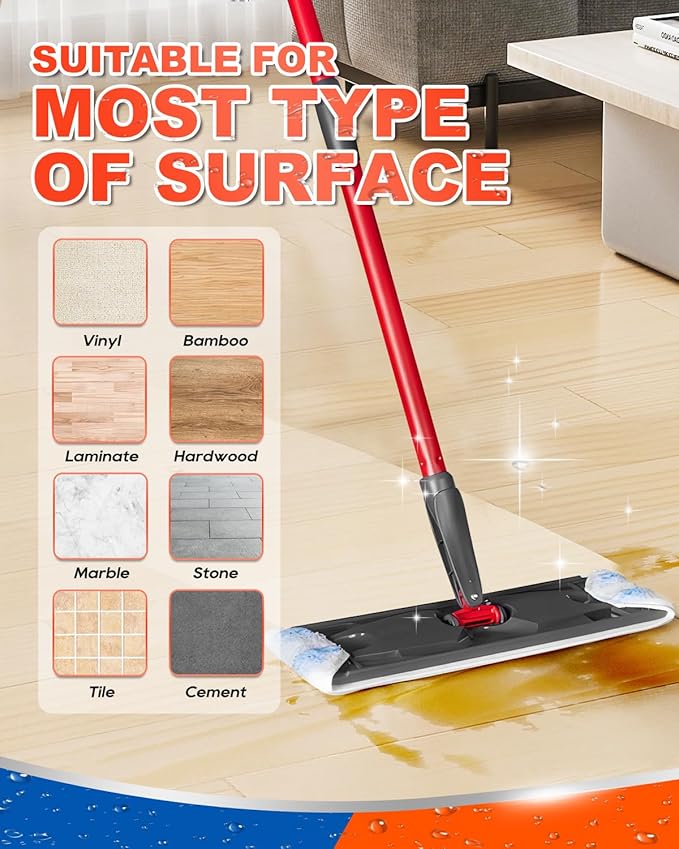 10 Pack Flat Mop Replacement Pads Compatible with OCedar H2prO Flat Mop System Washable Reusable Mop Refills Compatible with OCedar Flat Mop