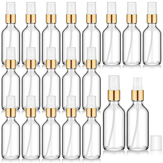Tessco for you 20 Pcs 2 oz/60 ml Glass Spray Bottles Empty Perfume Atomizer Refillable Clear Decorative Empty Bottles with Fine Mist Sprayer Pump for Face Body Travel(Clear)