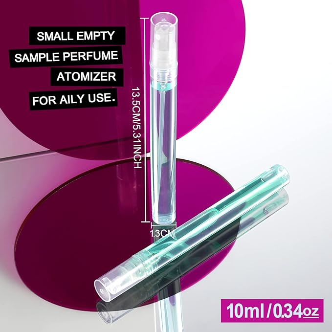 Teenitor Mini Spray Bottles, 20-Pack 10ml Empty Refillable Plastic Atomizer for Perfume, Essential Oil, Travel