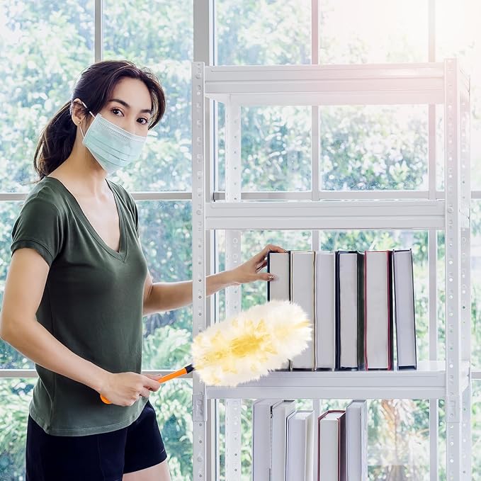 Vesici 400 Pcs Duster Refills Compatible with Swiffer Dusters Bulk Disposable Replacement Thickened with 1 Handle Heavy Duty for Cleaning, Office (Yellow)