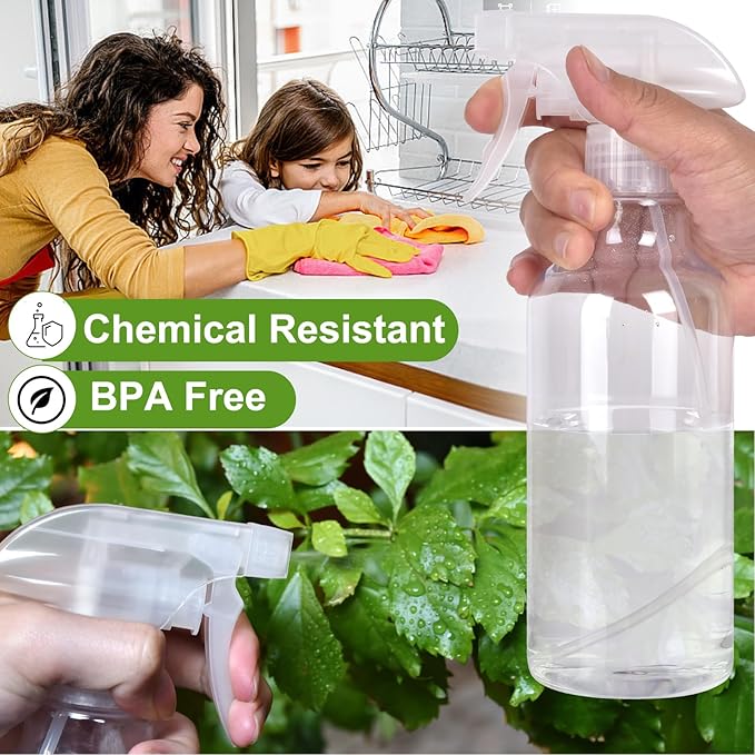 Plastic Spray Bottles - 10.5OZ/300ML Empty Spray Bottles for Cleaning Solutions,Pet, Essential Oils, Hair, Cooking - Mist/Stream Water Bottle