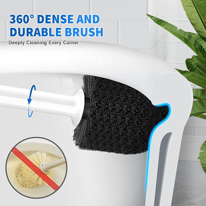 Toilet Plunger and Brush, 2 Pack Bowl Brush and Heavy Duty Toilet Plunger Set with Ventilated Holder, 2-in-1 Toilet Brush and Plunger Combo for 5.3-inch Toilet Drain Bathroom Cleaning