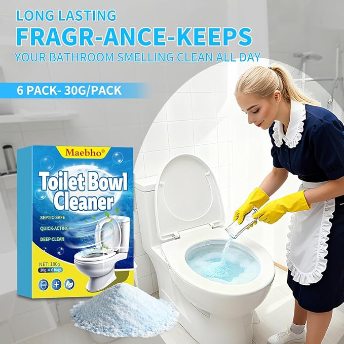2025 New Toilet Cleaner - Self Activating Cleaning Powder, Septic-Safe Powerful Foaming Toilets Bowls Cleaner, Deep Cleaning (6 Bags Each 30g)