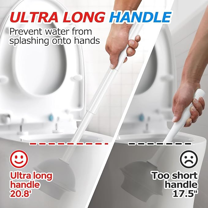 2Pack 3 in 1 Toilet Brush and Plunger Set,Toilet Bowl Brush Plunger Set, Cleaning Supplies, Crevice Cleaning Brush, Bathroom Cleaning Tools, White