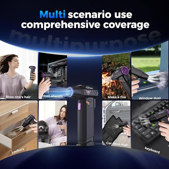 Compressed Air Duster, 210000RPM Electric Air Duster Equipped with Continuously Variable Speed, 320g Wind Pressure Turbo Blower, Rechargeable Cordless Jet Fan for Computer, Keyboard, Car Cleaning