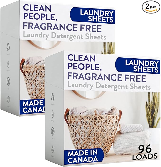 The Clean People Fragrance Free Laundry Detergent Sheets - Laundry Soap - Ultra Concentrated, Recyclable Packaging, Stain Fighting - Fragrance Free, 192 Pack