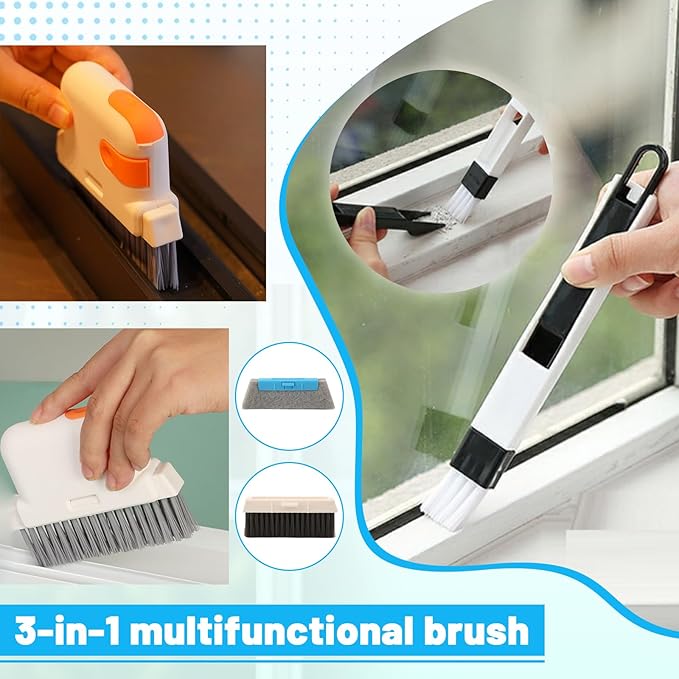 18Pcs Crevice Cleaning Brush Set, Hard Bristle Scrub Brushes Tools for Deep Cleaning Gap,Window Groove Cleaning Brush for Sliding Door, Sill, Tile Lines, Shutter, Corner, Sink, Teapot, Bottle (18 Pcs)