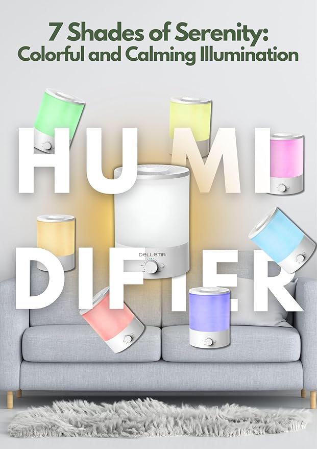 Cool Mist Humidifiers for Babies, Bedroom, Nursery, Home and Office | Super Quiet Ultrasonic Vaporizer, Large Top-Refill 3.5L, Essential Oil Diffuser, Auto Off, Easy Clean