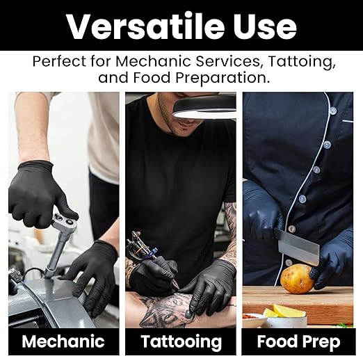 Nitrile-Vinyl Blended Disposable Gloves, Powder-Free & Non-Latex Gloves, 2000, Protective Gloves for Medical Exams, Cooking & Household Cleaning, 4 Mil Thick Non-Sterile Secure Grip Black, Small