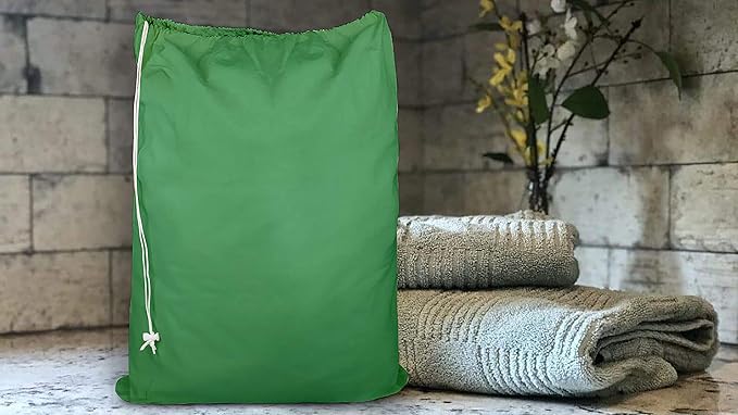 Urban Villa Laundry Bag Canvas|Dirty Clothes Travel Laundry Bag|Machine Washable|Reusable College Hostel Hamper Liner Bag for Garments Delicates Drawstring Closure 1 Pack Green Color|Size 28X36 Inches