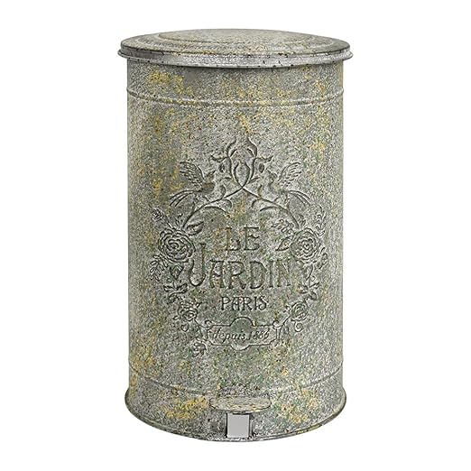 Retro Outdoor Trash Can with Lid 17L/4.5 Gallon Waste Container with Pedal Garbage Poop Bin Kitchen Waste Bins Touchless Bathroom Garbage Can Room Park Garden Decor