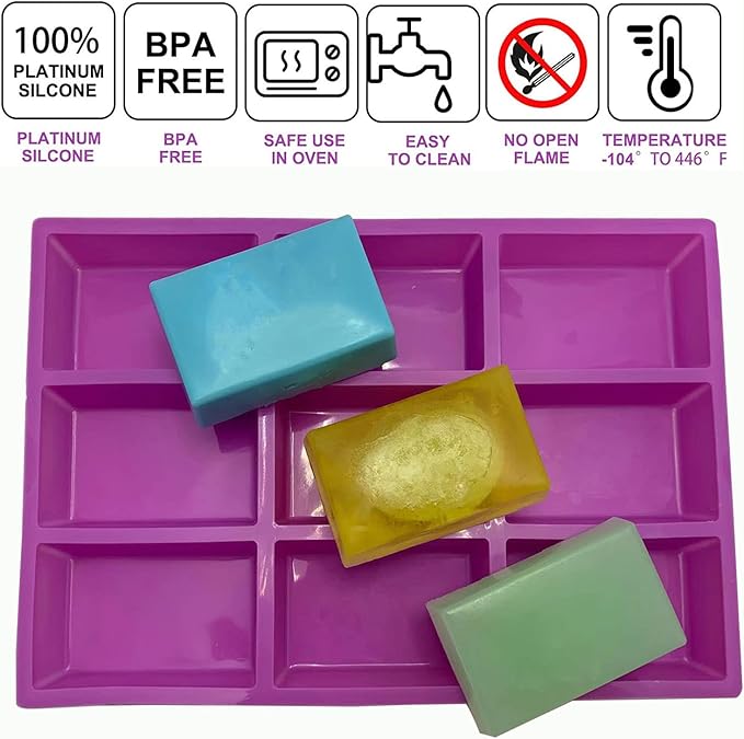 Rectangle Silicone Soap Mold 4oz Large Soap Molds for Soap Making,Rectangle Silicone Mold for Soap
