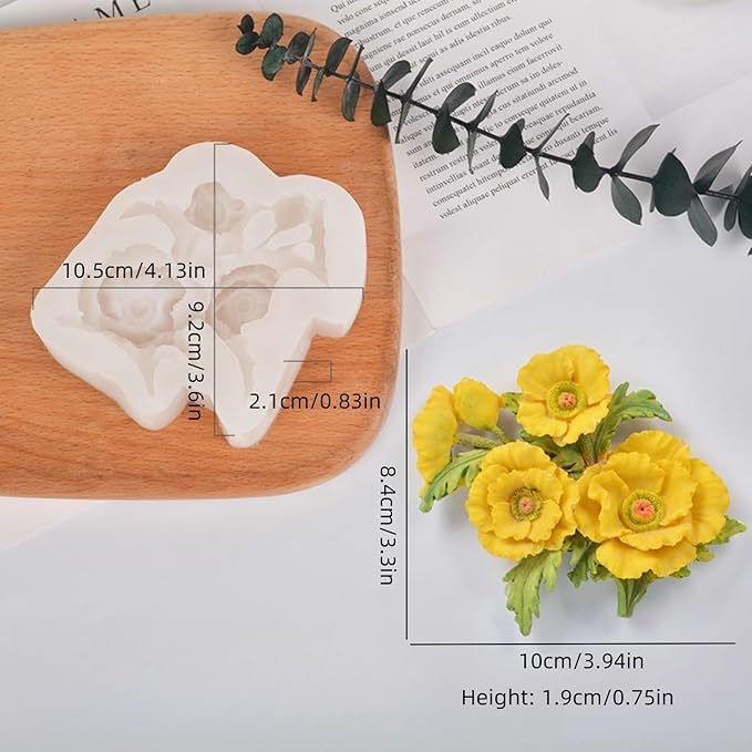3D Flower Bouquet Candle Soap Silicone Molds Fondant Chocolate Candy Cake Decorating Mould Resin Clay Baking Pastry Tools (Hibiscus)