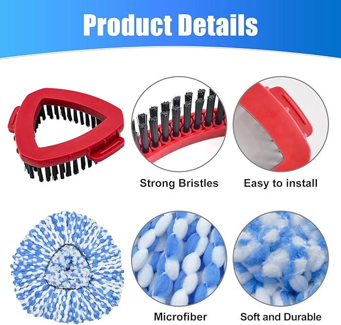 Mop Replace Head for O Cedar 2 Tank System, Mop Heads Replacements for Ocedar Rinse Clean Mop, Mop Heads Include 2 Pack Spin Mop Refills and 2 Pack Scrubber Mop Head for O-Cedar 2 Tank Spin Mop