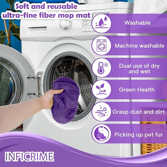 6 Pack Reusable Microfiber Mop Pads Compatible with Swiffer Sweeper Mop, Dry Sweeping Cloths & Wet Mopping Cloths, Washable Mop Pads for Surface/Hardwood Floor Cleaning (Mop is Not Included)