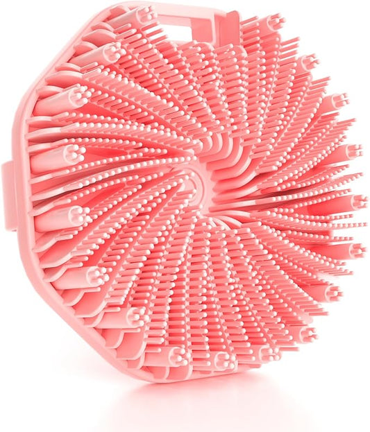 Silicone Body Scrubber, Exfoliating Body Wash Scrubbers Exfoliator, Shower Body Brush for Effective Showering Exfoliation and Gentle Massage (Pink)
