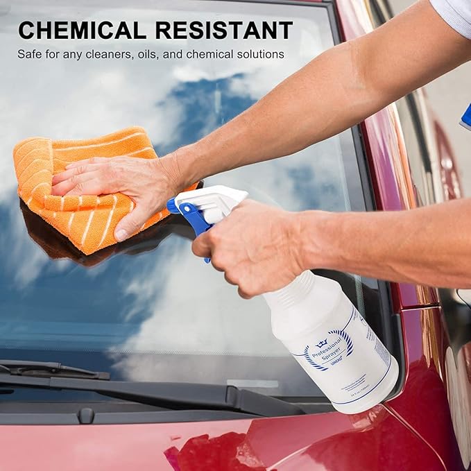 Plastic Spray Bottle (3 Pack, 24 Oz, 3 Colors) Heavy Duty All-Purpose Empty Spraying Leak Proof Mist Water Bottles for Cleaning Solutions Plants Essential Oils Hair Pet with Adjustable Nozzle