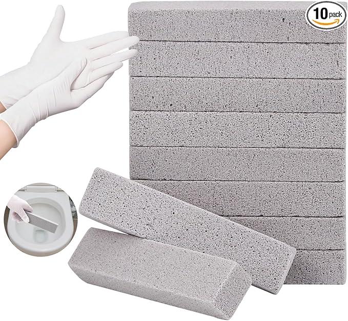 Herda 10 Pack Pumice Stone for Toilet Bowl Cleaning, Powerfully Pumice Stick for Cleaning Hard Water Rings, Calcium Buildup, Rust, Pumice Bar for Toilets, Bathtubs, Grills, Swimming Pools, Sinks