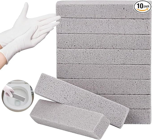 Herda 10 Pack Pumice Stone for Toilet Bowl Cleaning, Powerfully Pumice Stick for Cleaning Hard Water Rings, Calcium Buildup, Rust, Pumice Bar for Toilets, Bathtubs, Grills, Swimming Pools, Sinks