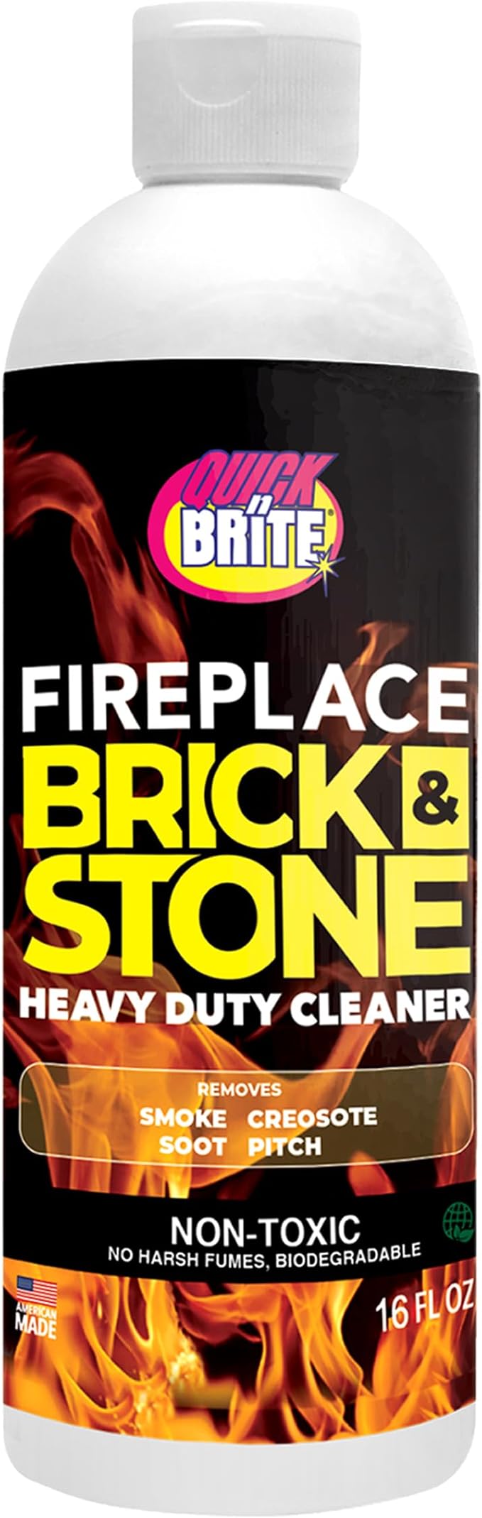 Quick ‘n Brite Fireplace Gel Cleaner for Brick, Stone, Rock, Tile, and Marble, Nonabrasive Fireplace Cleaner, Made in the USA, 16 oz