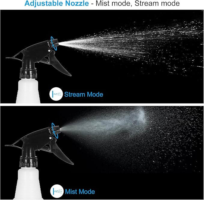 PATIKIL 500ml/16oz Plastic Spray Bottles, 12pcs Adjustable Nozzle Leak Proof Empty Water Mist Stream Sprayer for Cleaning Solutions Plants Hair, Black