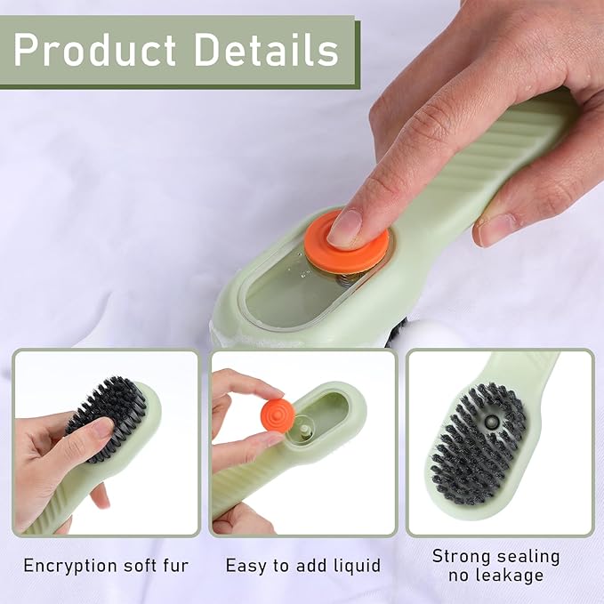2Pcs Multifunctional Shoe Brush with Soap Dispenser Liquid Laundry Brush Liquid Adding Soft Fur Cleaning Brushes Scrub Brushes for Cleaning for Home Washing Bathroom Kitchen Shoe Cloth