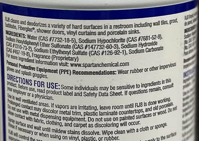 SPARTAN RJ8 Bathroom Cleaner 32oz Bottle Case of 12