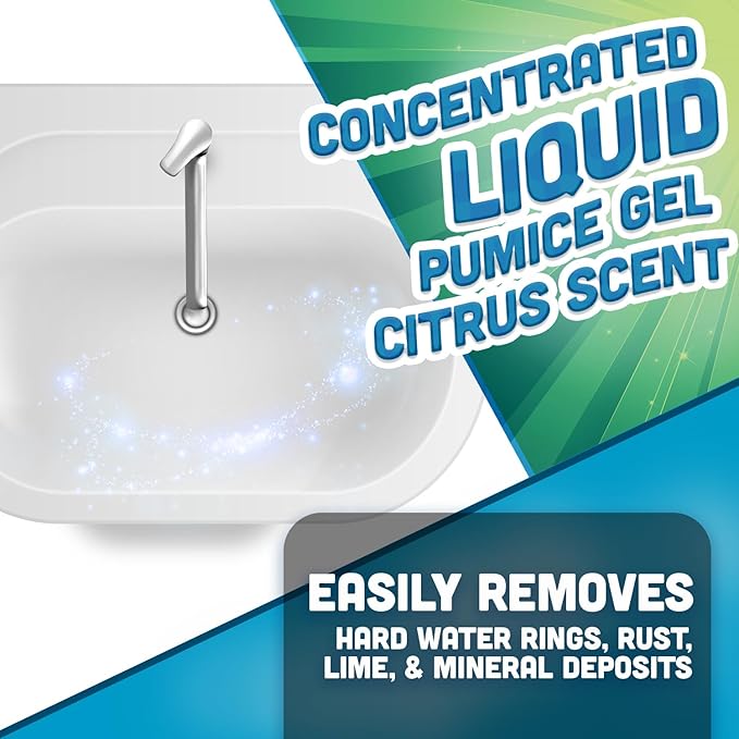 Toilet Bowl Stain Remover | Porcelain Sink, Tub & Bowl | Concentrated Formula Removes Hard Water Rings, Rust, Lime & Mineral Deposits | Septic Safe | Citrus Scent 9 oz