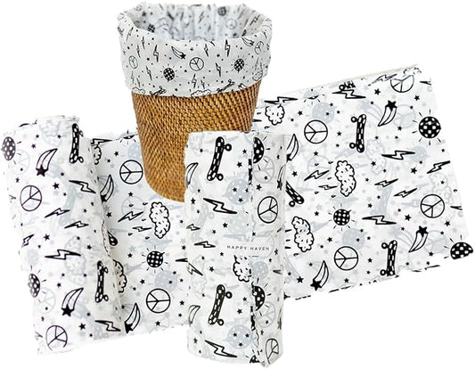 Happy Haven Trash Bags for 2,3,4 Gallon Trash Can, Small Garbage Bags - Bedroom & Bathroom, Decorative Cute Wastebasket Trash Can Liner Kids - 50 Count (Everyday Electric)