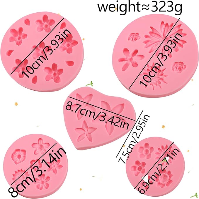 5 Pcs Daisy Flower Fondant Molds, Reusable Narcissus Flowers Chocolate Silicone Molds for Cupcake Decoration, Cookie Candy Dough Glue UV Resin Clay, Thanksgiving Mother's Day Gift