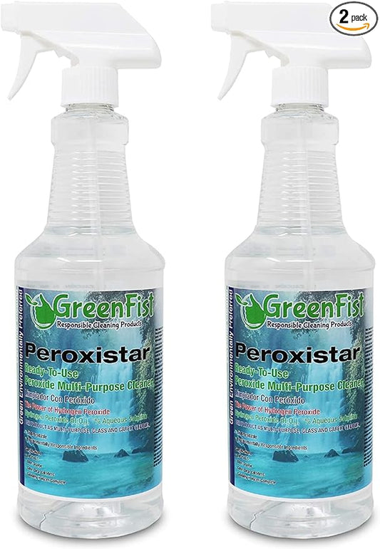 GreenFist Hydrogen Peroxide All Purpose (Glass, Carpet,Stain Remover) Cleaner (1 Quart, 32 oz - 2 PACK)