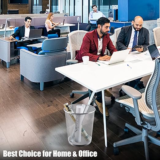 20PCS Mesh Trash Cans,6 Gal Mesh Office Trash Can, Silver Open Metal Wire Wastebaskets, Waste Basket Trash Can for Near Desk, Garbage Can,Recycling Garbage Container Bin for Office&Home