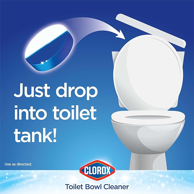 CLOROX Ultra Clean Toilet Tablets Bleach & Blue, Rain Clean Scent 2.47 Ounces Each, 2 Count (Package May Vary)