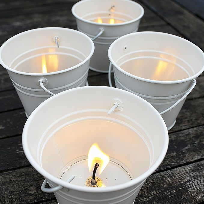 Sadnyy 12 Pcs 3.5in Small Metal Buckets with Handle, Mini Metal Pail Tin Galvanized Pail Container for Trick or Treat Flower Plant Craft Halloween Party Favors Garden Home Decoration (White)