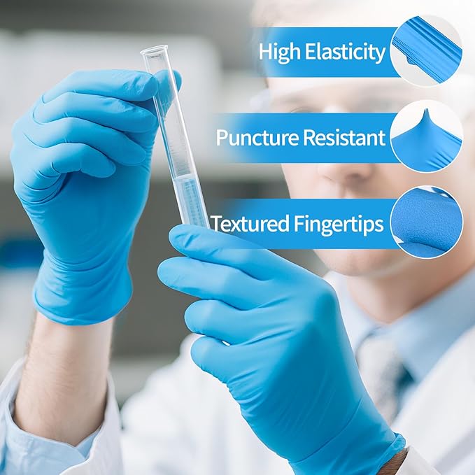 Nitrile Gloves Disposable, Latex and Powder Free Cleaning Rubber Gloves, 4 Mil Thick for Cooking, Food Prep, Exam