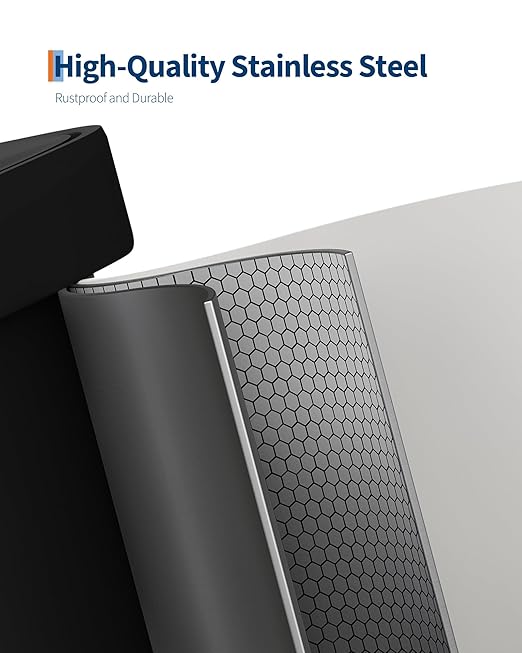 Garvee 13 Gallon / 50 Liter Metal Trash Can with Lid, Large Garbage Can for Kitchen, Rustproof Step-on Kitchen Metal Trash Bin with Liner Rim, Rear Handle, Soft Close Plastic Lid, White