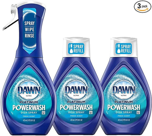 Dawn Powerwash Starter Kits, Dish Spray, Dish Detergent, Fresh Scent Bundle, Spray Bottle, 2 Refillsâ€¦