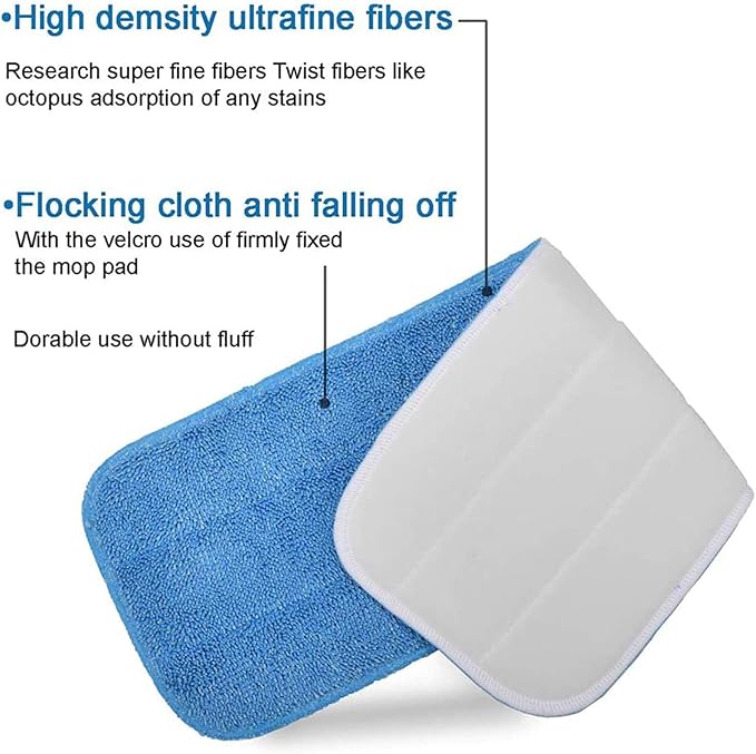 Microfiber Replacement Mop Pad, 18" x 6" Wet & Dry Home & Commercial Cleaning Refills, Reusable Floor Mop Pads (6 Pack) Blue