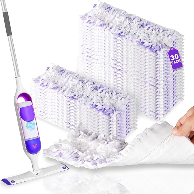 30 Pack Power Mop Pads Refills for Swiffer Power Mop | Heavy-Duty, Disposable Replacement Pads for Floor Cleaning, Multi-Surface & Wood Mopping Pad Refills (Unscented)