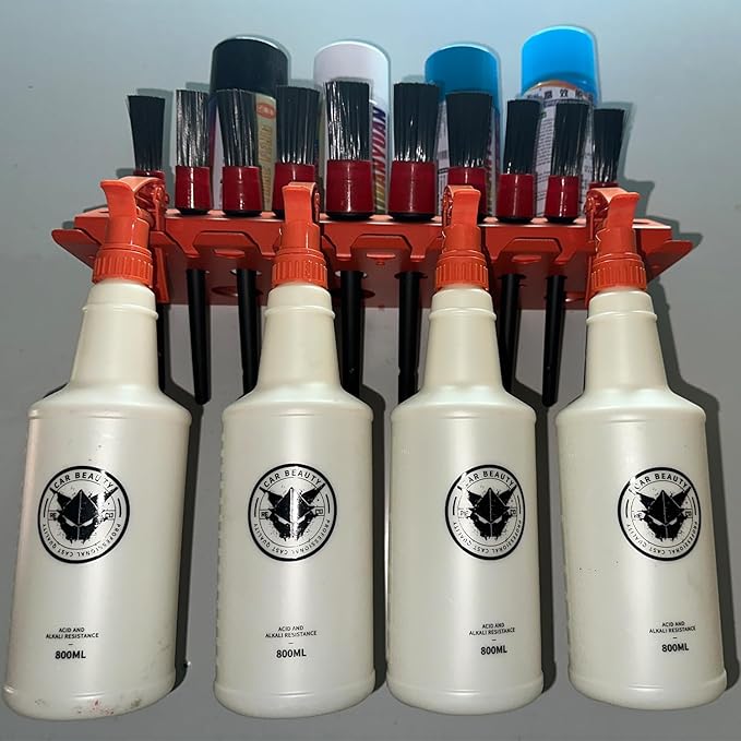 Bottle Storage Rack, Detailing Brush Organizer, Spray Bottle Storage Rack, 3/8" Air Tool Holder, for Garage and Workspace (1pc-Orange)