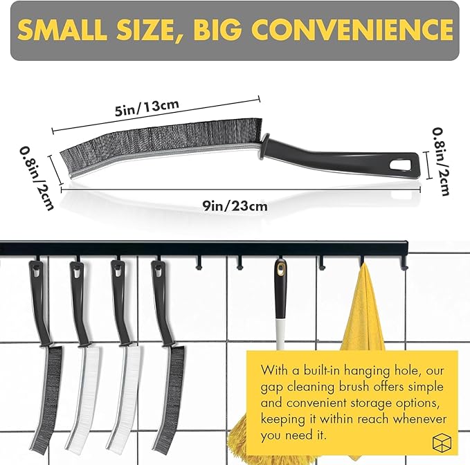 Gap Cleaning Brush Grout Cleaner Brush with Hard Handle Scrub Deep Tile Joints Stiff Angled Bristles for Showers, Bathtubs, Kitchens - Multi-Surface All-Around Household Cleaning Tool