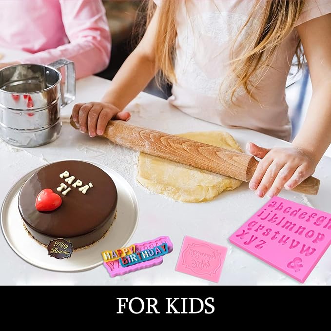 Letter Chocolate Molds, 5 Pack Fondant Letter Silicone Happy Birthday Mold for Cake Decoration Chocolate Covered Strawberries Cupcake Anniversary Party Baby Shower