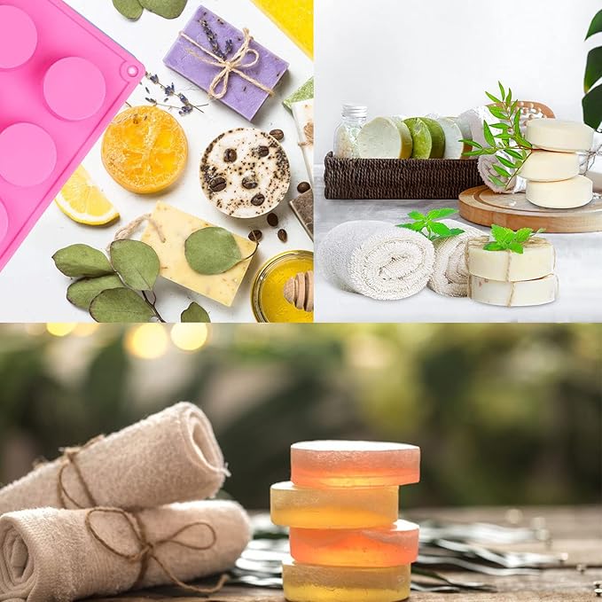 2pcs Round Silicone Molds 15 Cavity Cylinder Silicone Soap Mold for Handmade Soap, Lotion Bars, Bath Bombs, Shower Steamer,Shower Tablets,Beeswax,Candles